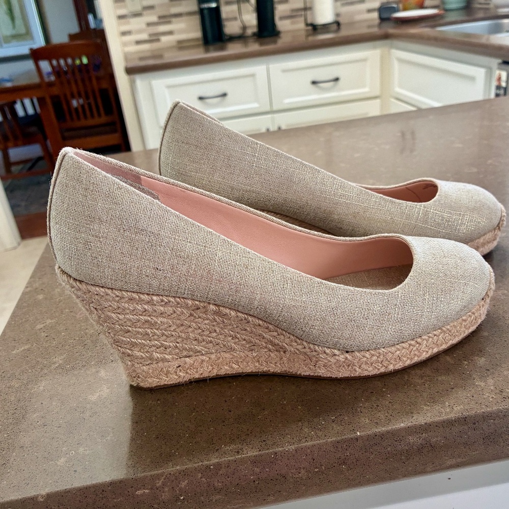 J Crew Seville Espadriile Wedges Shoes Metallic Gold Canvas Size 8 Mint